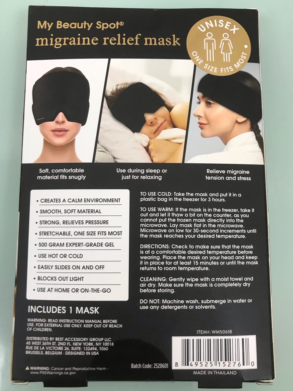My beauty spot Black Migraine Relief Mask - Unisex - Picture 2 of 2